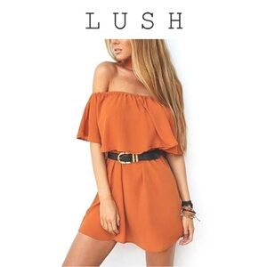 Lush Off Shoulder Chiffon Sleeveless Dress
